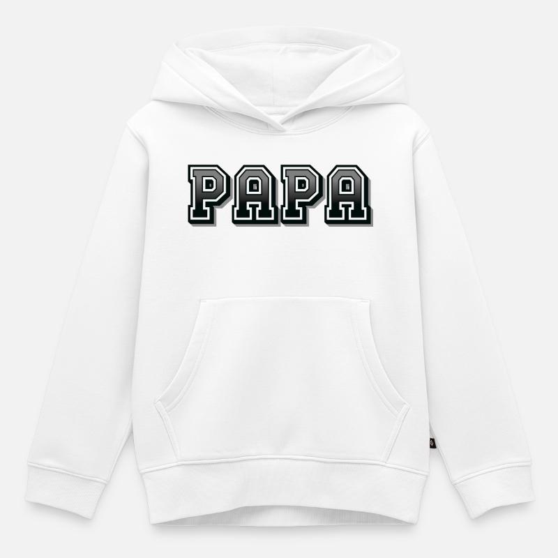PAPA - Sweat Premium à capuche enfant bio - blanc