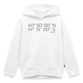 Coordonnées : Naples, Naples, Italie - Sweat Premium à capuche enfant bio - blanc - Devant - AI Model Kid Female (0cm)