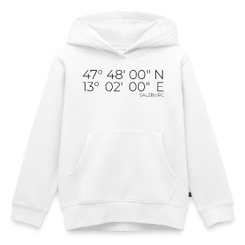 Coordonnées Salzbourg, Autriche - Sweat Premium à capuche enfant bio - blanc - Devant - AI Model Kid Female (0cm)