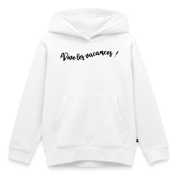 MAÎTRESSE. MAITRE. MERCI. MERCI MAÎTRESSE - Sweat Premium à capuche enfant bio - blanc - Devant - AI Model Kid Female (0cm)