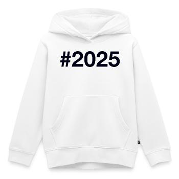 2025 Hashtag - Kinder Premium Organic Hoodie - Weiß - Vorne - AI Model Kid Female (0cm)