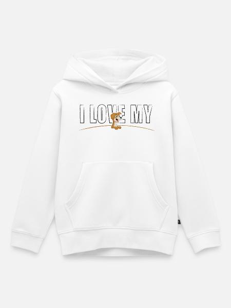 I love my Dog - Kinder Premium Organic Hoodie - Weiß