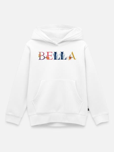BELLA Name mit Blumen geschmückt - Kinder Premium Organic Hoodie - Weiß