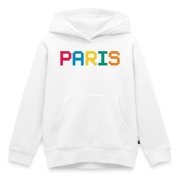 PARIS Pixel - Sweat Premium à capuche enfant bio - blanc - Devant - AI Model Kid Female (0cm)