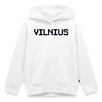 VILNIUS, Lituanie, Lituanie - Sweat Premium à capuche enfant bio - blanc - Devant - AI Model Kid Female (0cm)