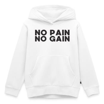 NO PAIN NO GAIN - Kids Premium Organic Hoodie - white - Front - AI Model Kid Female (0cm)