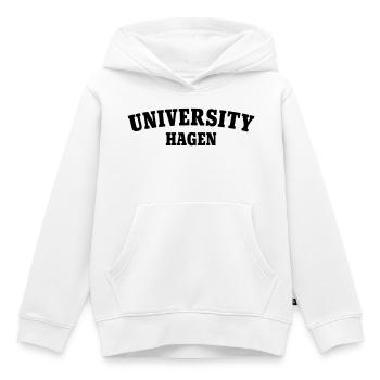 Université de Hagen - Sweat Premium à capuche enfant bio - blanc - Devant - AI Model Kid Female (0cm)