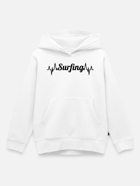 Surfing Herzschlag - Kinder Premium Organic Hoodie - Weiß