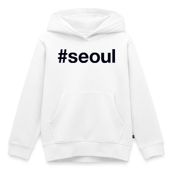 SEOUL Hashtag - Sweat Premium à capuche enfant bio - blanc - Devant - AI Model Kid Female (0cm)
