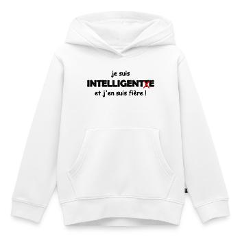 Proud to be smart - Kids Premium Organic Hoodie - white - Front - AI Model Kid Female (0cm)