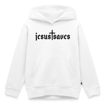Jésus sauve - Sweat Premium à capuche enfant bio - blanc - Devant - AI Model Kid Female (0cm)
