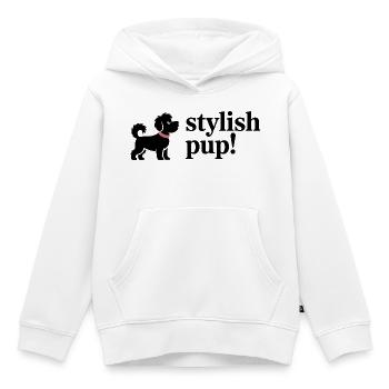 Entzückender schwarzer Welpe mit rosa Halsband - Kinder Premium Organic Hoodie - Weiß - Vorne - AI Model Kid Female (0cm)