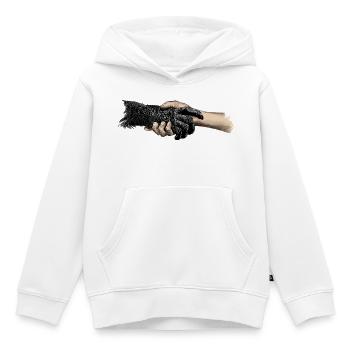 Mains - Sweat Premium à capuche enfant bio - blanc - Devant - AI Model Kid Female (0cm)