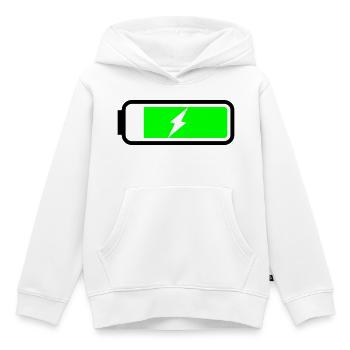 Battery charging - Kids Premium Organic Hoodie - white - Front - AI Model Kid Female (0cm)