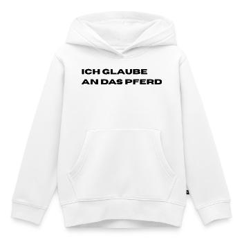 Je crois au cheval - Sweat Premium à capuche enfant bio - blanc - Devant - AI Model Kid Female (0cm)