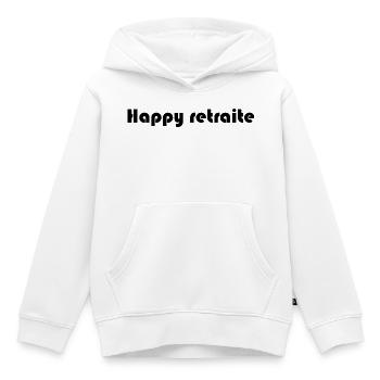 RETRAITE. RETRAITE. RETRAITEE. RETRAITE. - Sweat Premium à capuche enfant bio - blanc - Devant - AI Model Kid Female (0cm)