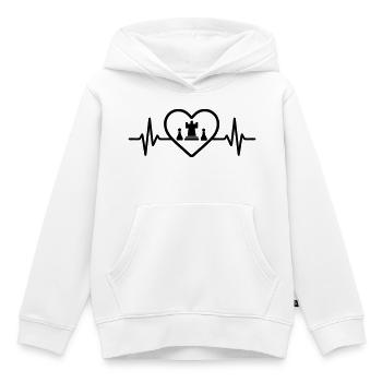 Jeu d’échecs Coeur Stratégie - Sweat Premium à capuche enfant bio - blanc - Devant - AI Model Kid Female (0cm)