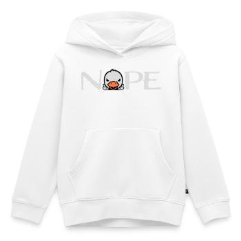 Oie Nope Majeur Méchant Insulte Canard Coquin - Sweat Premium à capuche enfant bio - blanc - Devant - AI Model Kid Female (0cm)