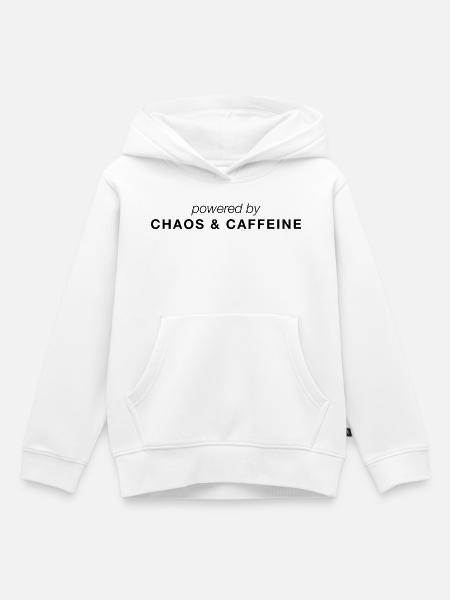 Powered by Chaos & Caffeine - Kinder Premium Organic Hoodie - Weiß