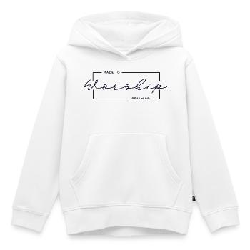 🙏Zum Gottesdienst gemacht – Psalm 95,1 Christliches T-Shirt - Kinder Premium Organic Hoodie - Weiß - Vorne - AI Model Kid Female (0cm)