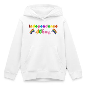 Indépendance Gay Arc-en-ciel - Sweat Premium à capuche enfant bio - blanc - Devant - AI Model Kid Female (0cm)