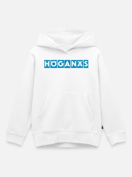 Höganäs Skåne Himmelsblå - Hoodie Premium barn ekologisk - vit