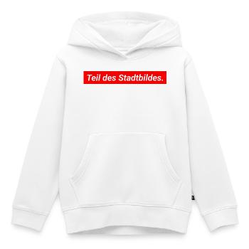 Partie de la déclaration Democracy Merz sur le paysage urbain - Sweat Premium à capuche enfant bio - blanc - Devant - AI Model Kid Female (0cm)