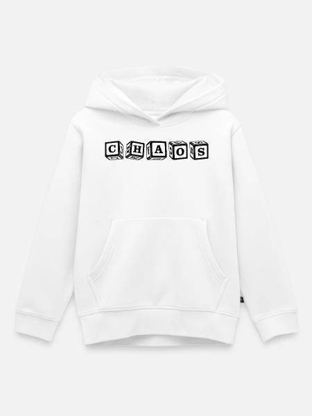 Chaos – Auffälliges 3D-Würfelbuchstaben-Design - Kinder Premium Organic Hoodie - Weiß