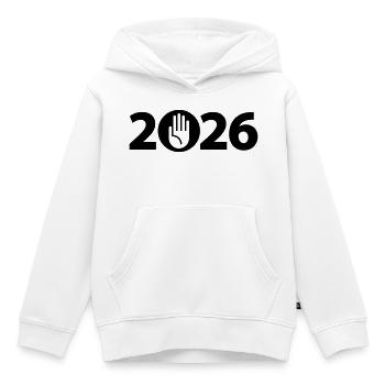 Stop, Hallo, Achtung 2026 - Kinder Premium Organic Hoodie - Weiß - Vorne - AI Model Kid Female (0cm)