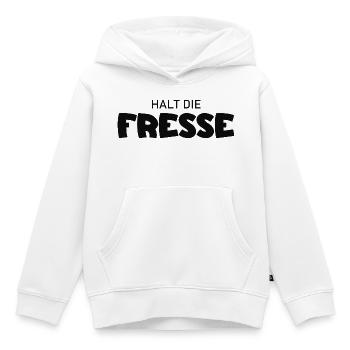 Halt die Fresse - Cooler Spruch - Kinder Premium Organic Hoodie - Weiß - Vorne - AI Model Kid Female (0cm)