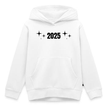 2025 - Jahr - Jahreswechsel - Kinder Premium Organic Hoodie - Weiß - Vorne - AI Model Kid Female (0cm)
