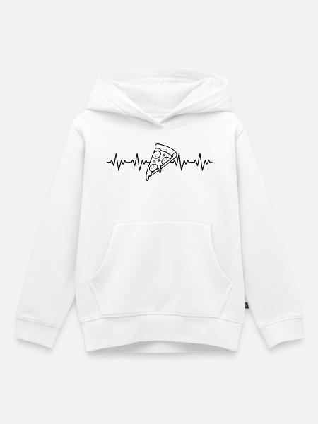 Pizzastück Pizzabäcker Pizza EKG Herzschlag - Kinder Premium Organic Hoodie - Weiß