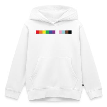 Médaille de la couleur LGBTQ - Sweat Premium à capuche enfant bio - blanc - Devant - AI Model Kid Female (0cm)