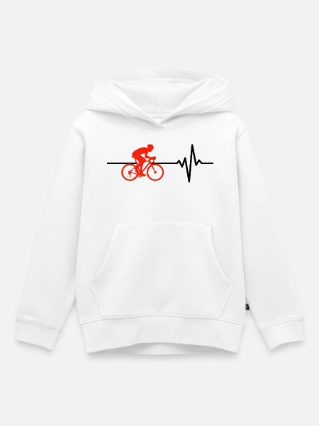 Radfahren ist mein Lebeen, Herzschlag, Rennrad - Kinder Premium Organic Hoodie - Weiß