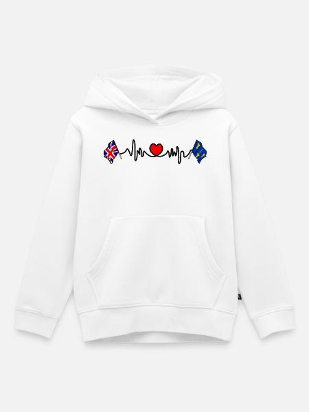 Cheshire & UK Heartbeat - Kinder Premium Organic Hoodie - Weiß
