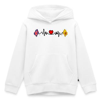 Fréquence cardiaque du Lancashire et du Royaume-Uni - Sweat Premium à capuche enfant bio - blanc - Devant - AI Model Kid Female (0cm)