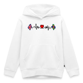 Drapeau du Lincolnshire + drapeau de la Grande-Bretagne + battement de cœur - Sweat Premium à capuche enfant bio - blanc - Devant - AI Model Kid Female (0cm)