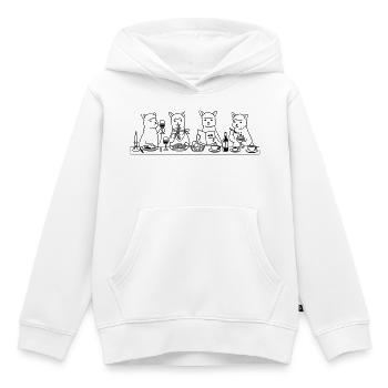 Dining Alpakas Line Art - Kinder Premium Organic Hoodie - Weiß - Vorne - AI Model Kid Female (0cm)
