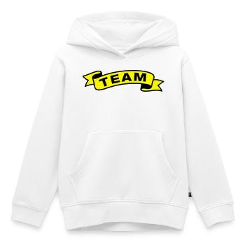 Équipe Banderole - Sweat Premium à capuche enfant bio - blanc - Devant - AI Model Kid Female (0cm)