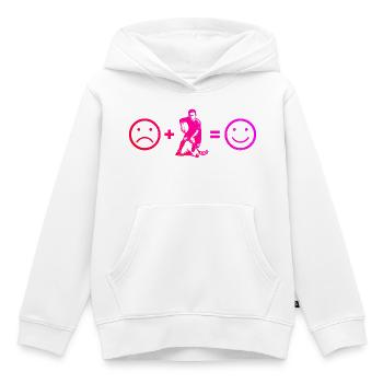Motif floorball avec valeur de reconnaissance - Sweat Premium à capuche enfant bio - blanc - Devant - AI Model Kid Female (0cm)