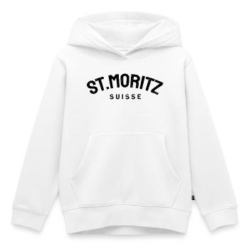 St. Moritz - Suisse - Switzerland - Swiss - Sweat Premium à capuche enfant bio - blanc - Devant - AI Model Kid Female (0cm)