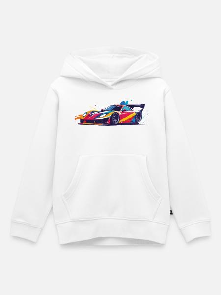 cooles drift car Rennkarosserie Kunst - Kinder Premium Organic Hoodie - Weiß