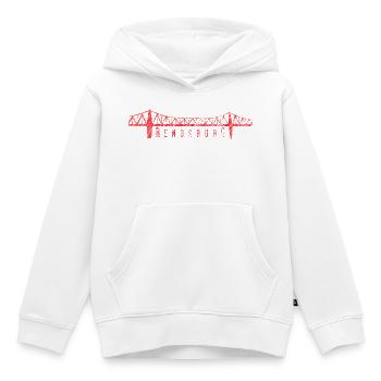 Rendsburg Hochbrücke – Typografie Scribble Design  - Kinder Premium Organic Hoodie - Weiß - Vorne - AI Model Kid Female (0cm)