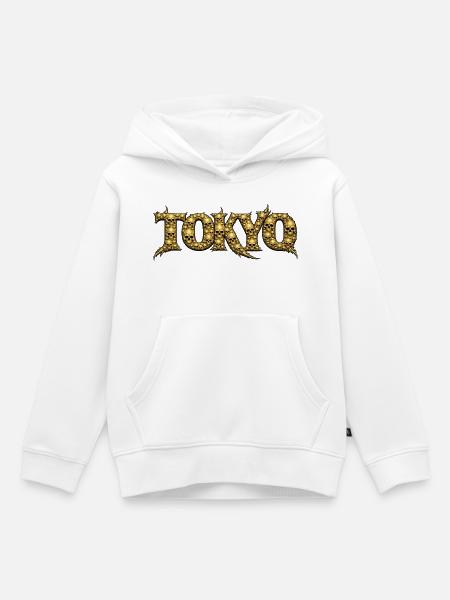 Goldene Schädel Tokyo Logo - Kinder Premium Organic Hoodie - Weiß