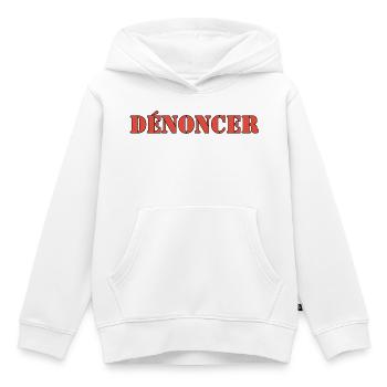 DÉNONCER - Sweat Premium à capuche enfant bio - blanc - Devant - AI Model Kid Female (0cm)