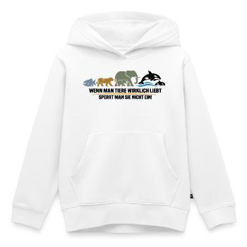Freedom instead of cage - Kids Premium Organic Hoodie - white - Front - AI Model Kid Female (0cm)