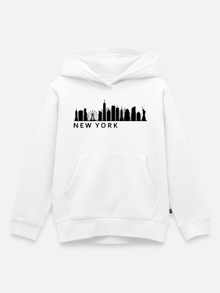 New York Skyline - Premium børne hættetrøje økologisk - hvid