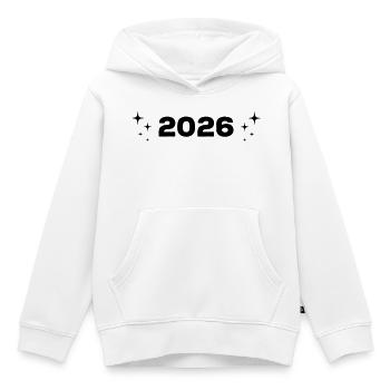 2026 - Jahr - Linie - Jahreswechsel - Kinder Premium Organic Hoodie - Weiß - Vorne - AI Model Kid Female (0cm)
