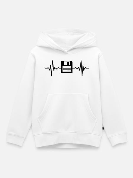 Diskette Herzlinie - Kinder Premium Organic Hoodie - Weiß