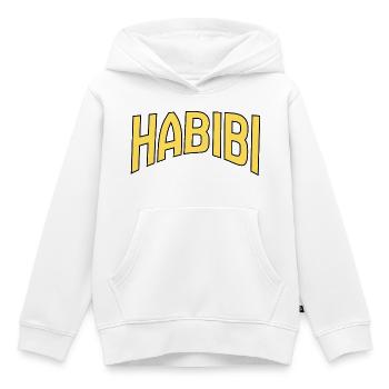 Art de mots Habibi jaune sur noir - Sweat Premium à capuche enfant bio - blanc - Devant - AI Model Kid Female (0cm)